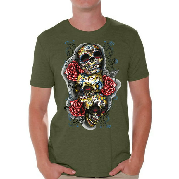 Mexican Skull T shirt Day Of The Dead Goth Rockabilly Printed Graphic Tee